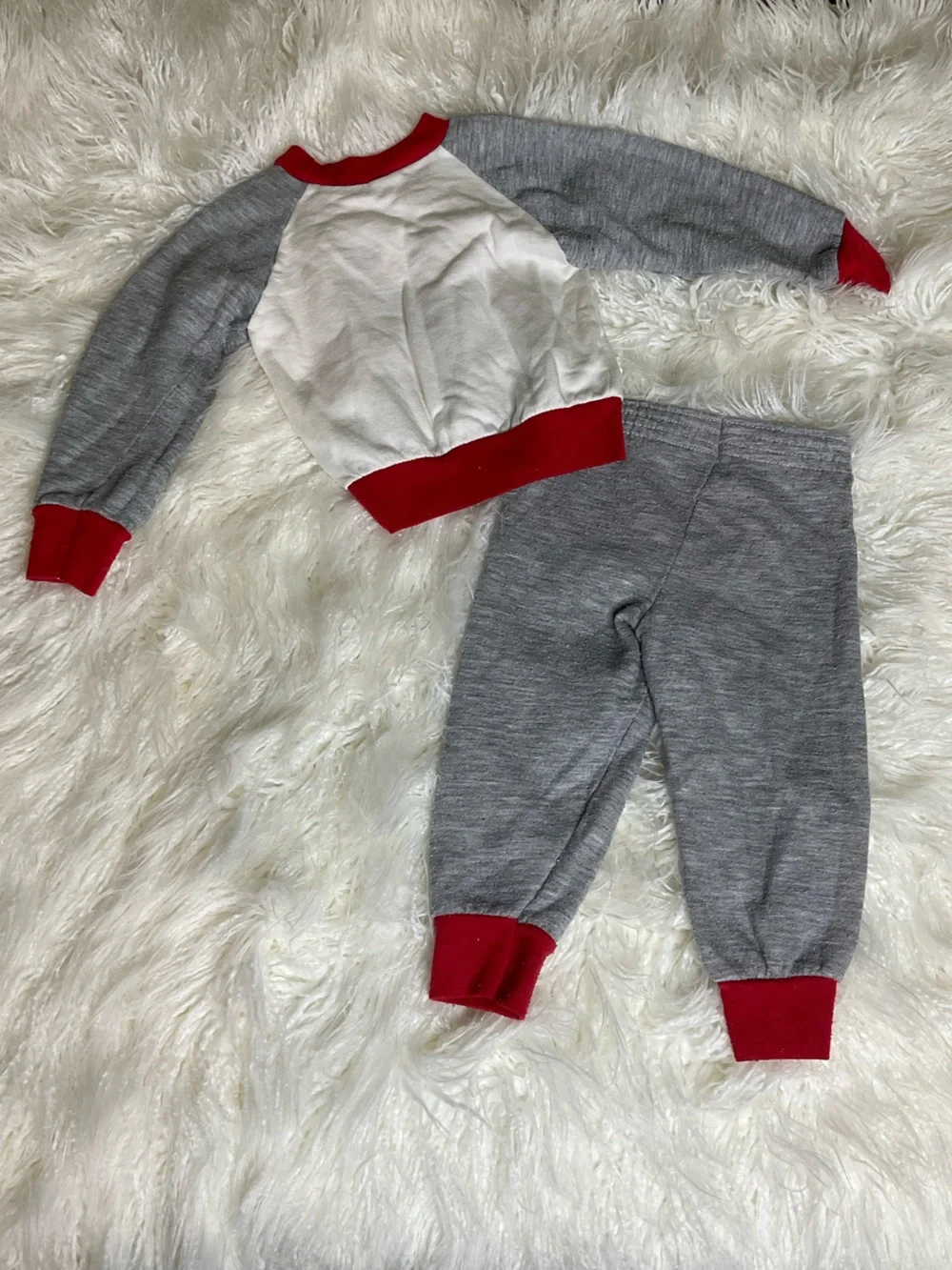 VTG Disney Mickey Mouse Football Raglan Sweatshirt Pants Set Toddler Track Suit